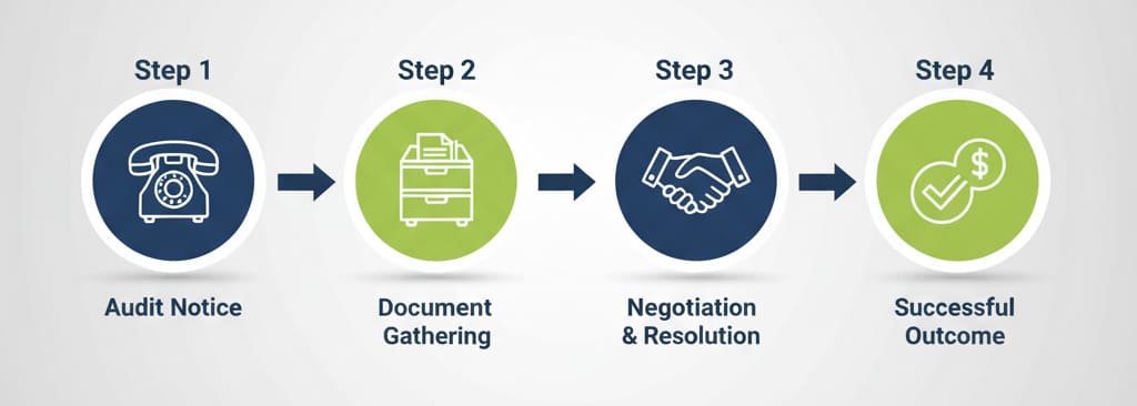 Step-by-step process diagram for effective CRA audit assistance and successful resolution.